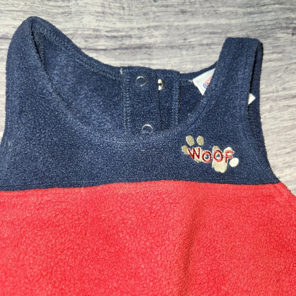 OshKosh B'gosh Red Fleece Dog Applique Overalls Jumper Baby 18 Months‎
